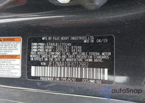 2015 Scion Fr-S из США, поврежденный, VIN JF1ZNAA19F8712982